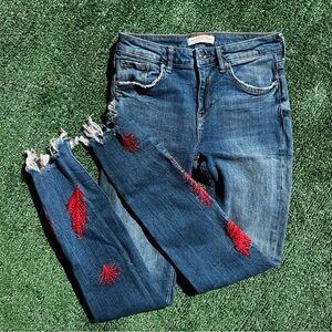 Zara - Embroidered Skinny Jeans - Women’s Size 2